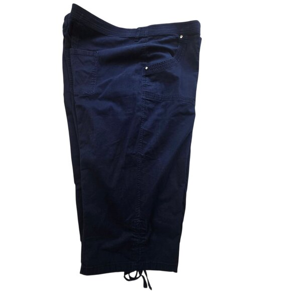Catherines Plus Size 5X Navy Capri Pants Elastic Waist Drawstring Ankle Pockets - Picture 4 of 16